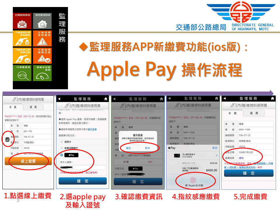 監理服務app可支援apple Pay繳納汽燃費 交通新聞稿 中華民國交通部