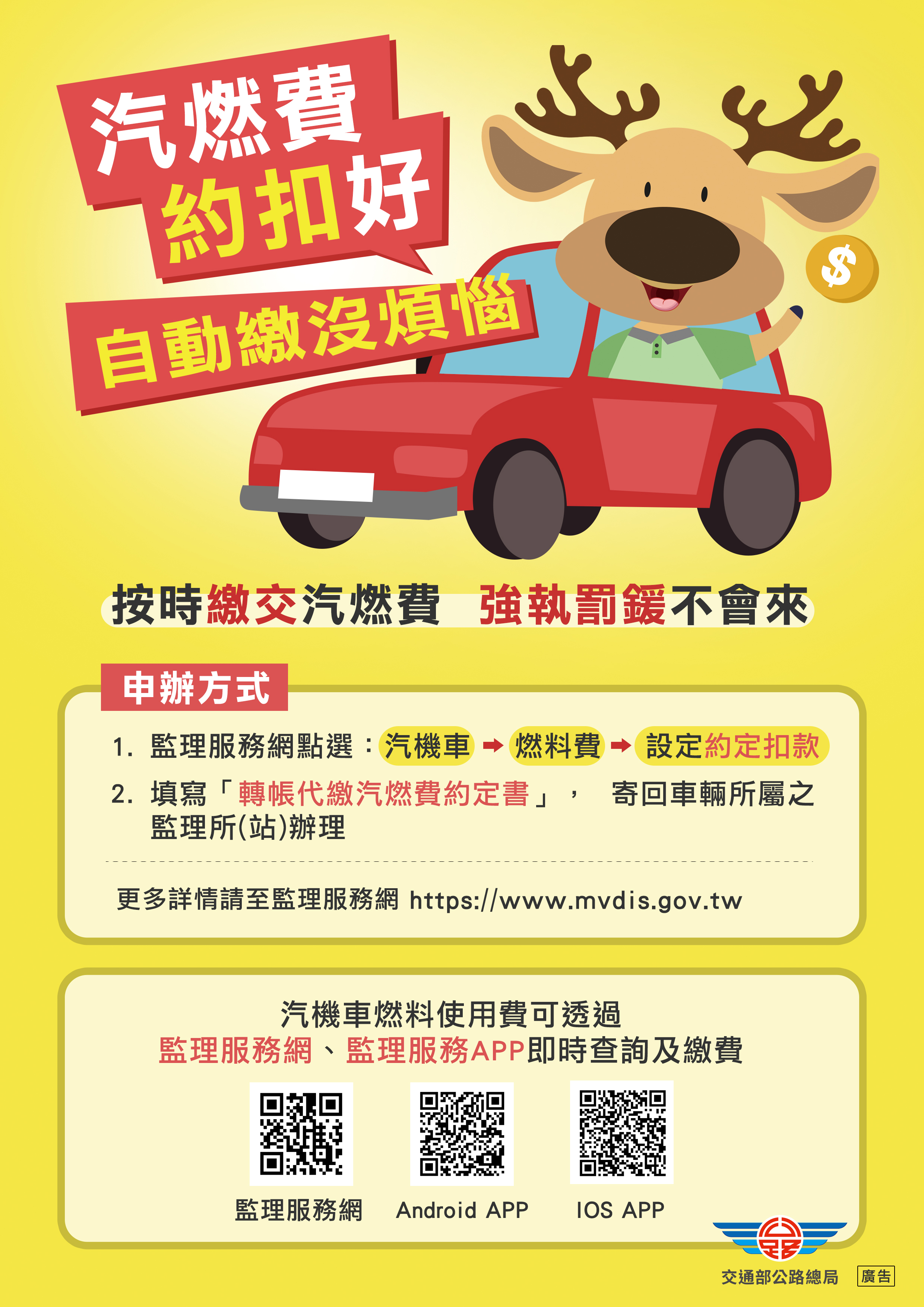 自用汽機車燃料費開徵繳納期限至7月31日 交通新聞稿 中華民國交通部