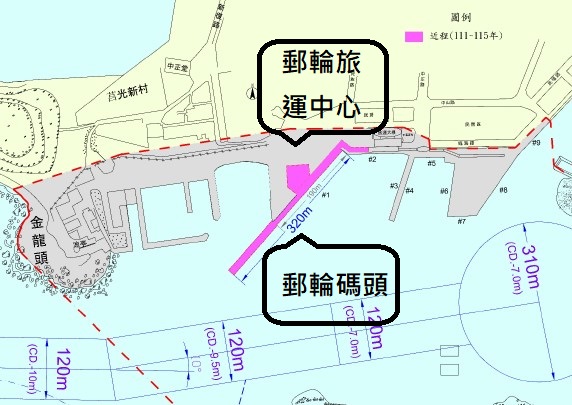 Image: Engineering chart showing locations of development projects in Penghu Port’s Magong District (model island-hopping cruise pier)