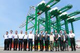 Group photo of Evergreen Marine and TIPC officials prior to offloading the container cranes